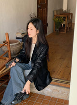 #Simple Leather Overfit Leather Jacket (2color)
