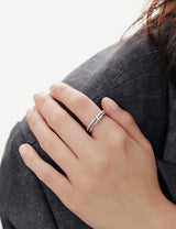26SS★ [Premium Plating] H-Link AB(W) Duo Line Pave Ring