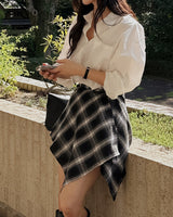 Els Checkered Layered Skirt