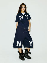 NY アップリケSSフードジップアップ NAVY