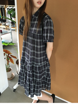 Cold check collar dress (2color) 