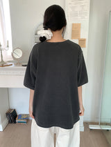 WAFFLE BUTTON OVERSIZED TEE (3C)