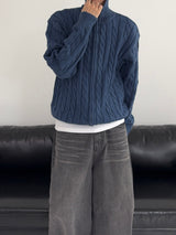 [MADE] Two-Way Wool Cable Knit Zip-Up (7C)