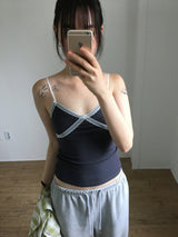 V-cut lace sleeveless (4color)