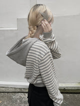 Waffle Stripe Crop Hoodie (2colors)