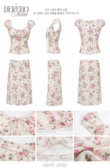 アンティーク フローラル パフューム スカート 2点セット (blouse+skirt set)