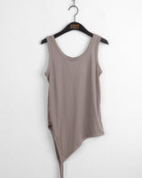 Slim basic layered diagonal long tank top sleeveless