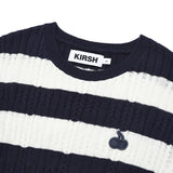 SMALL CHERRY STRIPE CROP KNIT [NAVY]
