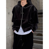 [SET UP가능] Velvet mink crop hood zip up