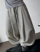 Surpassing 5,000 units sold Striped Linen Balloon Parachute Long Pants 3 Color 