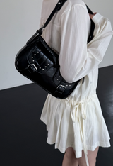 buckle stud shoulder bag