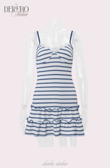 Marine stripe frill dress