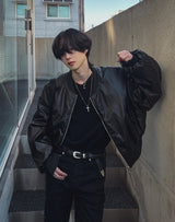 Ebonic Crop Leather MA-1