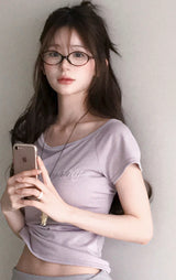 yours ❤ letter one shoulder top