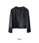 Objet Wool Check Round Jacket