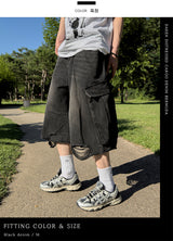 Daken Distressed Cargo Denim Bermuda