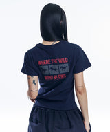 ホース ボックス クロップド Tシャツ - ネイビー