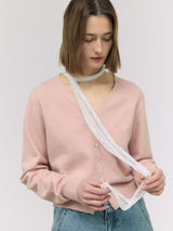 V NECK BOKASHI CARDIGAN BABY PINK