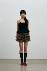 LEOPARD CANCAN MINI SKIRT PANTS / BROWN