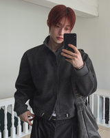 Sven Suede High-Neck Cardigan