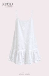 Punching Daisy White Sleeveless Dress 