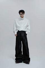 Ruched Scarf Collar Blouse