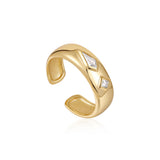 [Worn by Jeon Hyo-sung, Joo Hyun-young, Ria Kim, Ju-yeon, Lee Jung-shin] Sparkle Emblem Wide Band 925 Silver + 14k gold plating Adjustable Size Ring R041-02G-W