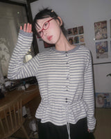 (3color) Ribbon Border Hairy Knit Cardigan