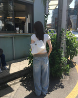 バンディングワイドデニムパンツ