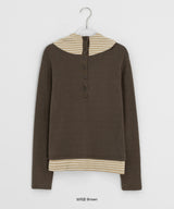 Kahome Peach Fuzz Stripe Layered Hoodie