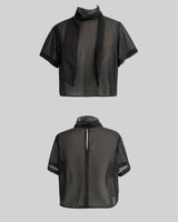 Leka see through tie blouse