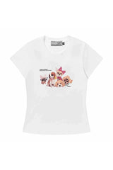ウォーターカラードッググラフィックTシャツ
