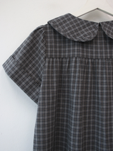 round collar check midi dress 