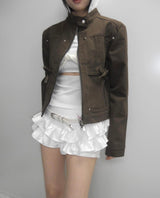 PINTUCK COTTON JACKET (BROWN)