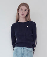 KIRSH PLAIN LINE POINT CABLE KNIT [NAVY]