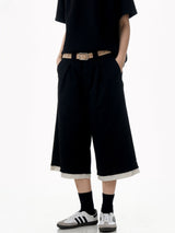 Raw Hem Patch Crop Shorts