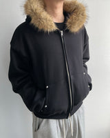 Fuzz Crop Napping Zip-up Hoodie