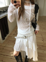 Lace scarf drape T