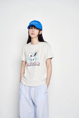 25SSナインティーズレトロバニーウーマンショートスリーブTシャツ ライトグレー