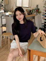 Round Basic Short Sleeve Knit (8color)