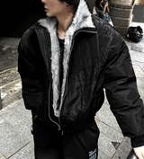 Shaggy Deep Black Winter Jumper + White Silver Black Fur