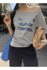Control off-shoulder loose fit short-sleeved T-shirt