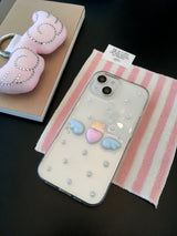 [MADE] ドットエンジェルレジンケース (heart-pink & wings-blue)