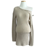 MEU One Off-Shoulder Ribbon Ribbed Knit Dress