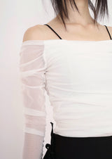 Ara off-Shoulder Mesh Tee