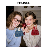 muva. Solid‑Color Ding‑Ding Earphone Bag, Autumn‑Winter Cowhide‑Velvet Original Mini Convertible Cross‑body Purse for Commute, New Arrival Nov 7