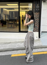 Metallic Track Wide Nylon Trousers