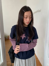 バッフォンボーダー星レイヤード長袖Tシャツ