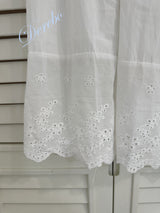 Cotton Punching Banded Waist Long Skirt