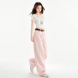 Cherry Blossom Pink Wide Leg Lyocell Denim Jeans